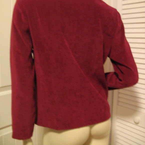 Vintage Y2K 90s Briggs Velour Blazer Jacket Red Maroon Preppy Academia Old Money - Picture 8 of 8